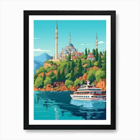 Bosphorus Cruise Prince Islands Pixel Art 6 Art Print
