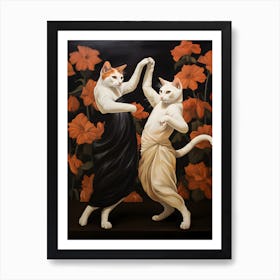 "Feline Ballet: Two Cats in Dance" Art Print