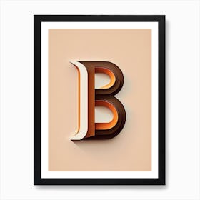 B, Letter, Alphabet Retro Minimal 8 Art Print