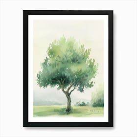 Olive Tree Atmospheric Watercolour Painting 1 Art Print