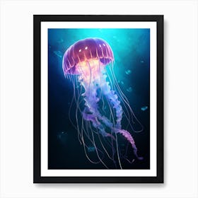 Sea Nettle Jellyfish Neon Illustration 3 Art Print