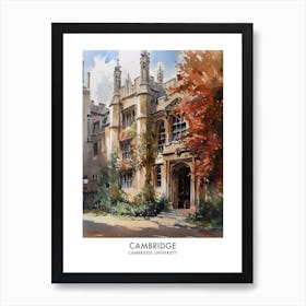 Cambridge University 1 Watercolor Travel Poster Art Print