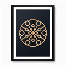 Abstract Geometric Gold Glyph on Dark Teal n.0060 Art Print