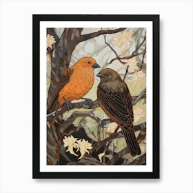 Art Nouveau Birds Poster Cowbird 2 Art Print