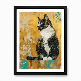 British Shorthair Cat Gold Effect Collage 4 Art Print