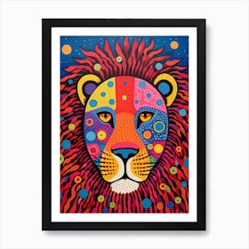 Vivid Dotty Lion Art Print