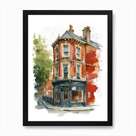 Harrow London Borough   Street Watercolour 4 Art Print