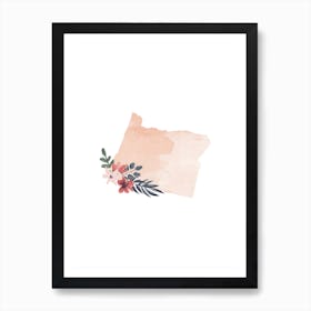Oregon Watercolor Floral State Art Print