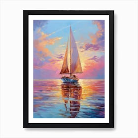Sailboat At Sunset 23 Art Print