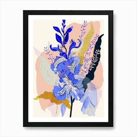 Colourful Flower Illustration Delphinium 2 Art Print