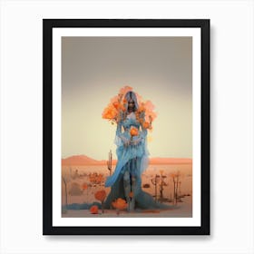 portrait of a woman in a field illustration Art Print