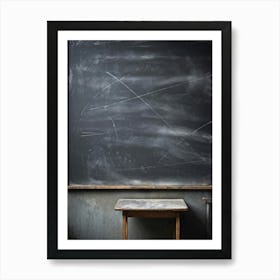 Abstract Communication Captured In A Photo Closeup Of A Grey Slate Smooth Smudged Chalk Surface De Art Print