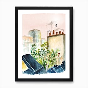 Plantes Sur Le Toit Art Print