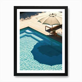 Summer Umbrellas Swimming Pool Aerial View Art Print
