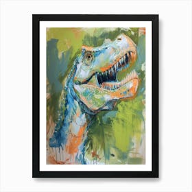 Muted Green Dinosaur Portrait Art Print