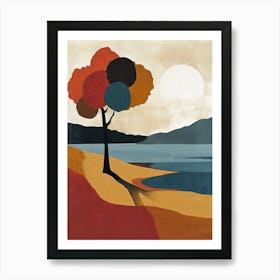 Tree By The Lake, Boho Style Art Print