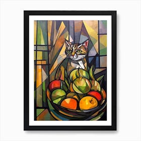 Proteas With A Cat 4 Cubism Picasso Style Art Print