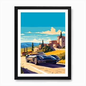 A Chevrolet Corvette In The Tuscany Italy Illustration 3 Art Print