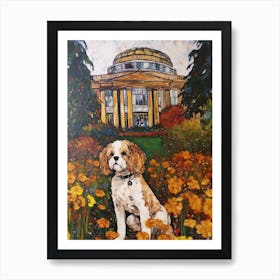 Painting Of A Dog In Kew Gardens, United Kingdom In The Style Of Gustav Klimt 03 Art Print