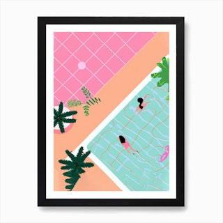 Swimming At The Hotel Pool Art Print
