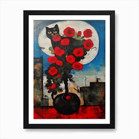 Carnation With A Cat 4 Surreal Joan Miro Style  Art Print