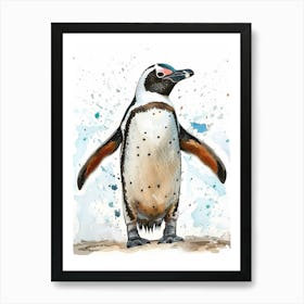 Humboldt Penguin Laurie Island Watercolour Painting 4 Art Print