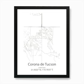 Corona,United States Minimalist Map Art Print