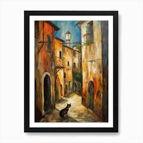 Painting Of Florence With A Cat In The Style Of Renaissance, Da Vinci 4 Art Print