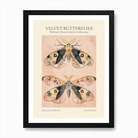 Velvet Butterflies Collection Spring Butterflies William Morris Style 8 Art Print