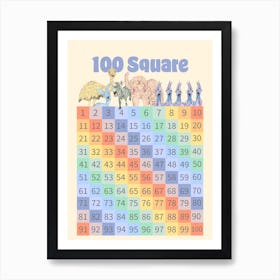 Rainbow 100 Square Children’s Maths Print Art Print