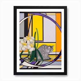 Crocus With A Cat 1 Abstract Expressionist Art Print