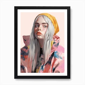 Billie Eilish Pastel Fashion Portrait 2 Art Print