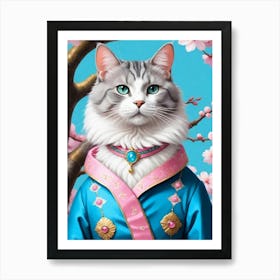 Cat In Kimono 1 Art Print