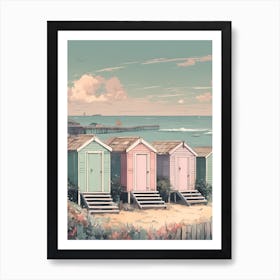 Marina Beach Huts Pastel Colours Bay Brighton Cool Art Print