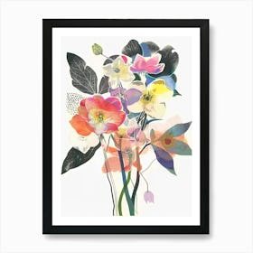 Hellebore 1 Collage Flower Bouquet Art Print