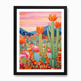 Cactus In The Desert Painting Trichocereus 3 Art Print