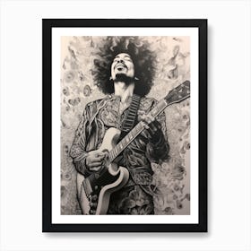 Jimi Hendrix B&W 7 Art Print