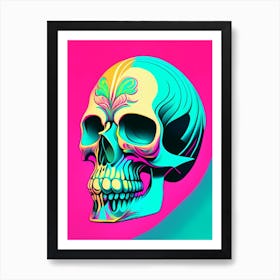 Skull With Tattoo Style Artwork 2 Pastel Pop Art Art Print