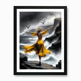 Girl In A Yellow Dress 1 Art Print