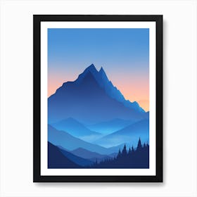 Misty Mountains Vertical Composition In Blue Tone 27 Art Print