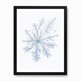 Fernlike Stellar Dendrites, Snowflakes, Pencil Illustration 3 Art Print