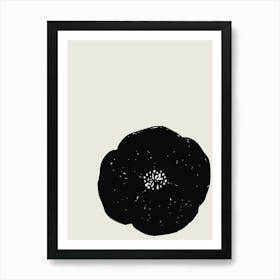 Minimalist Vintage Floral Poppy Flower in Black and White Art Print