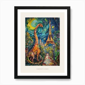 Dinosaur In Paris Painting 1 Poster Art Print