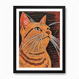 Exotic Shorthair Linocut Blockprint 3 Art Print