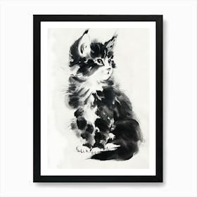 Kitten Ink Painting Art Print