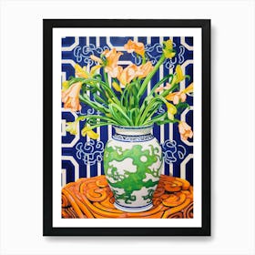 Flowers In A Vase Still Life Painting Freesia 4 Art Print