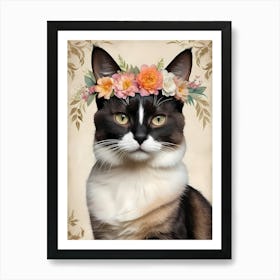 Balinese Javanese Cat With Flower Crown (6) Art Print