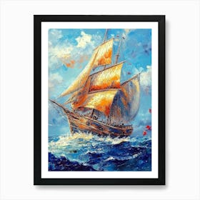 Sailboat In Sea Art Print