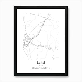 Lahti,Finland Minimalist Map Art Print