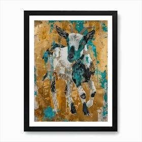 Pygmy Goat Gold Effect Collage 2 Art Print